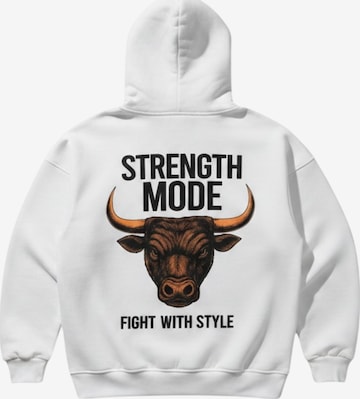 Kleidermafia Collegepaita 'Oversize Strength Mode Hoodie - White' värissä valkoinen: etupuoli