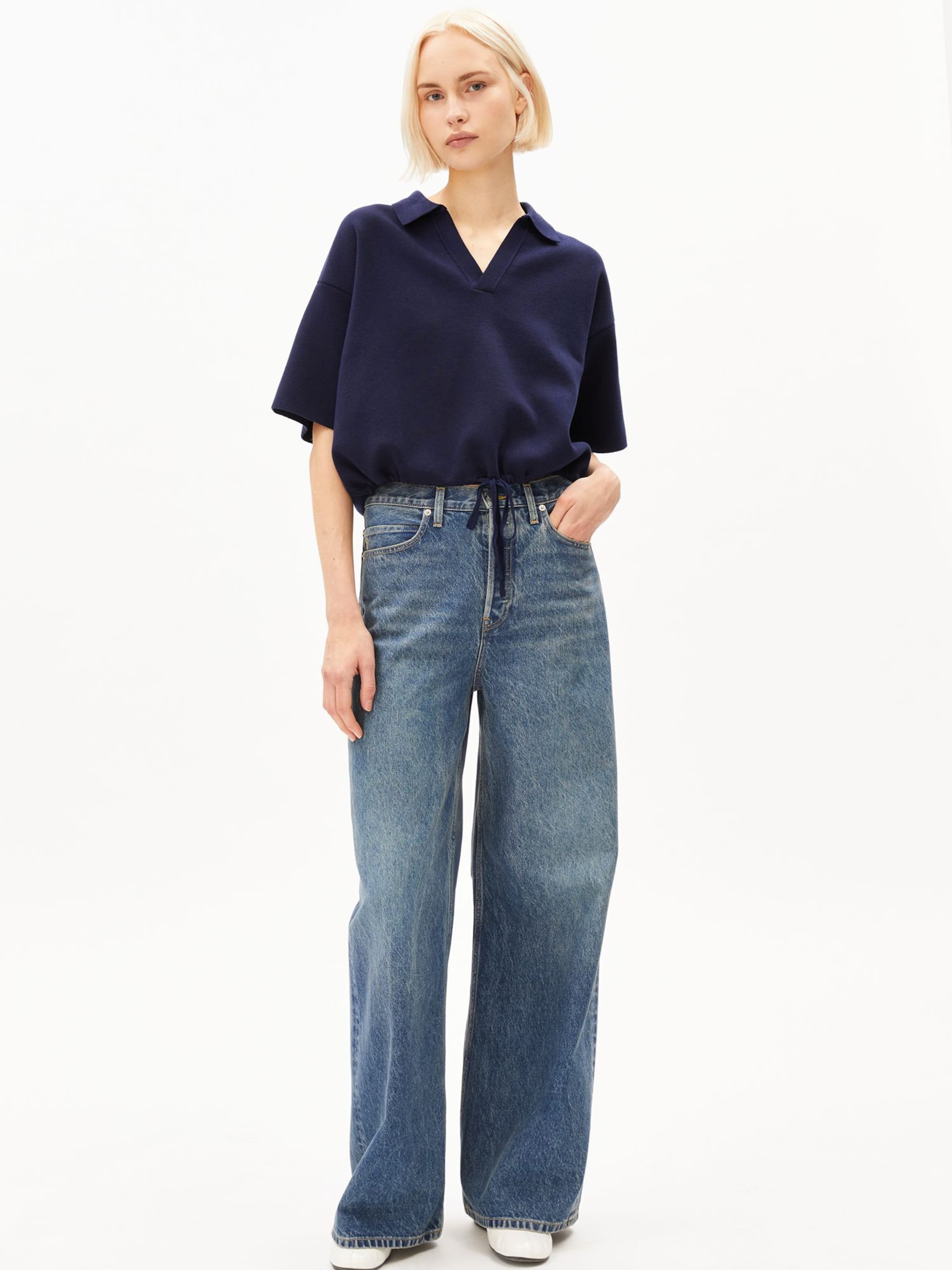 ARMEDANGELS Strickshirt COMPACT POLO in Blau