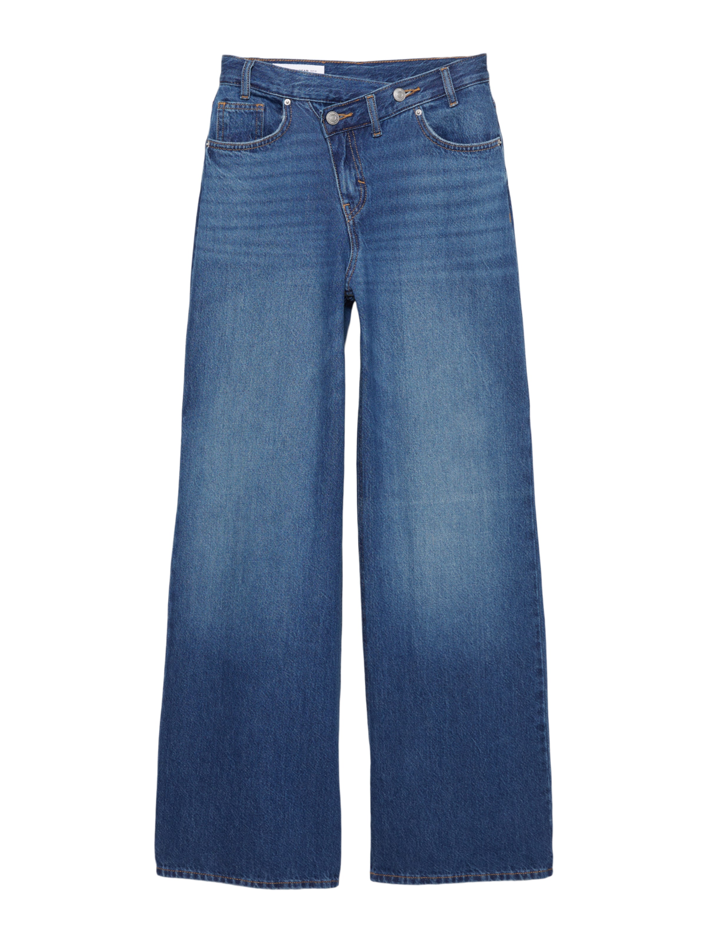 Wide leg Jeans de la Pull&Bear pe albastru: față