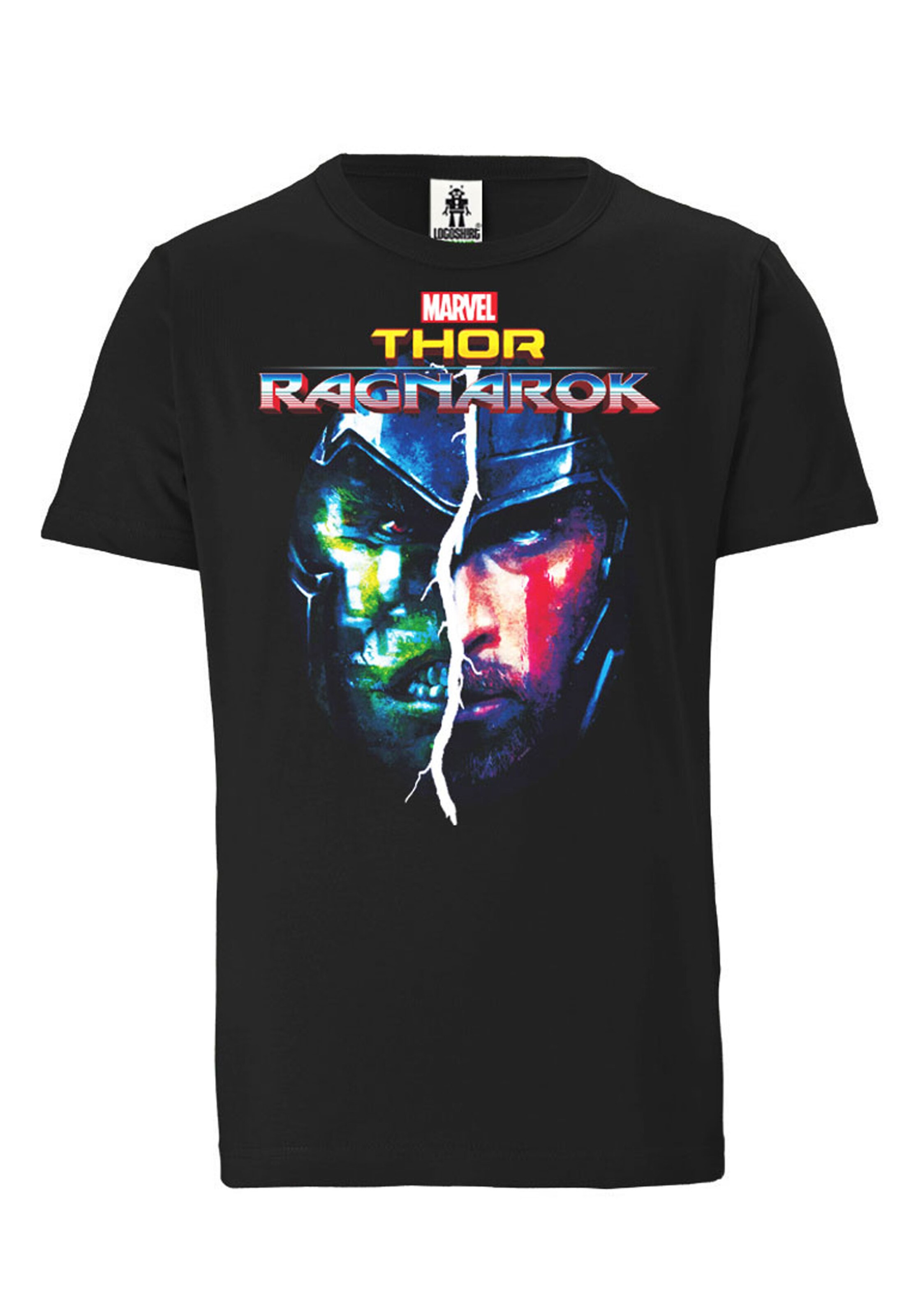 LOGOSHIRT Shirt 'Marvel - Thor Ragnarok' in Black: front