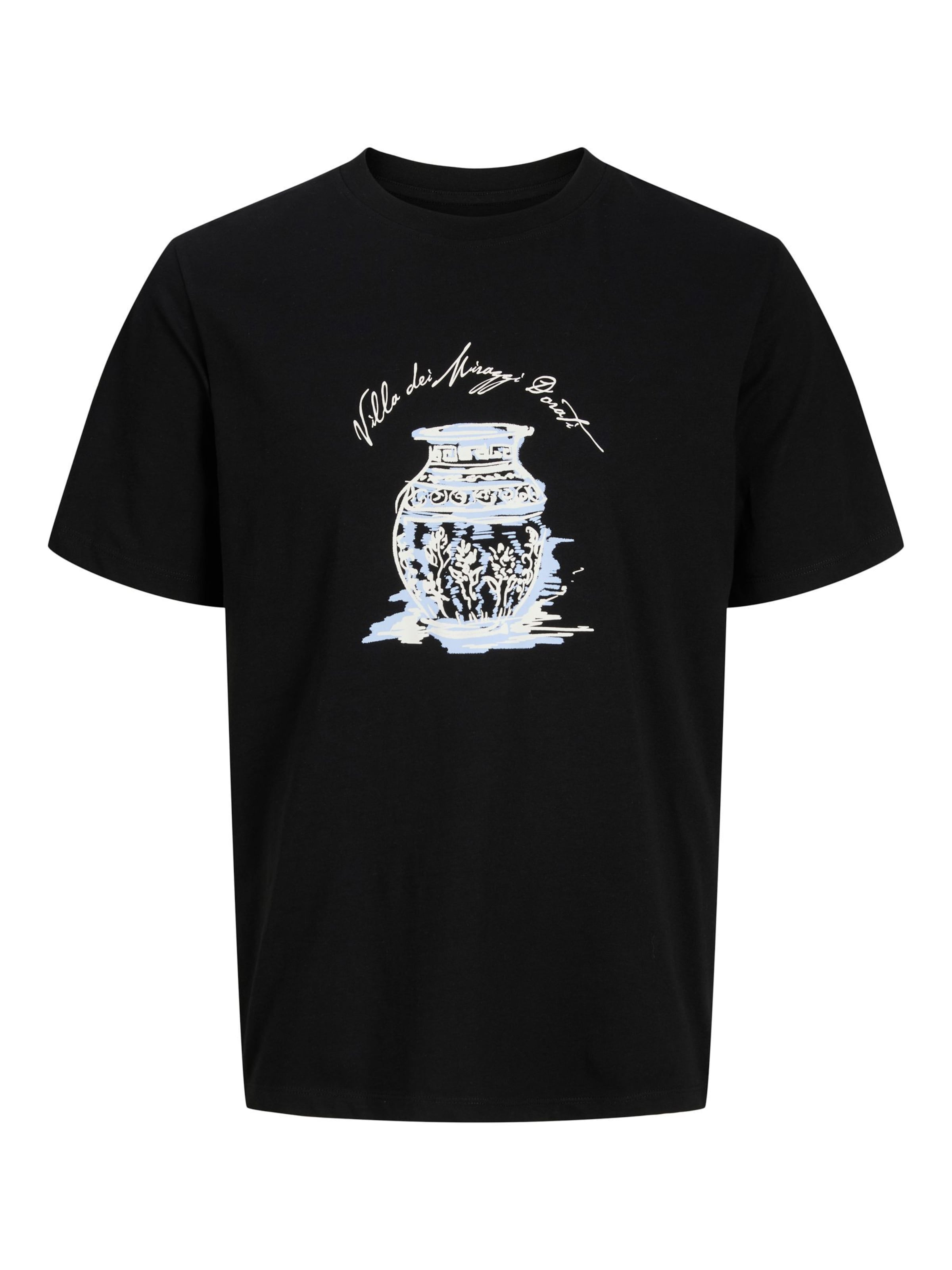 JACK & JONES T-Shirt en S en bleu clair / noir / blanc, Vue avec produit
