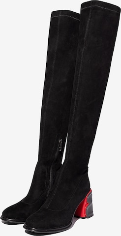 CESARE GASPARI Over the Knee Boots in Black: front