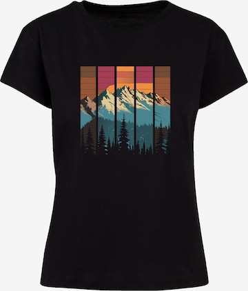 F4NT4STIC Shirt 'Berg Sonnenuntergang Retro' in Zwart: voorkant