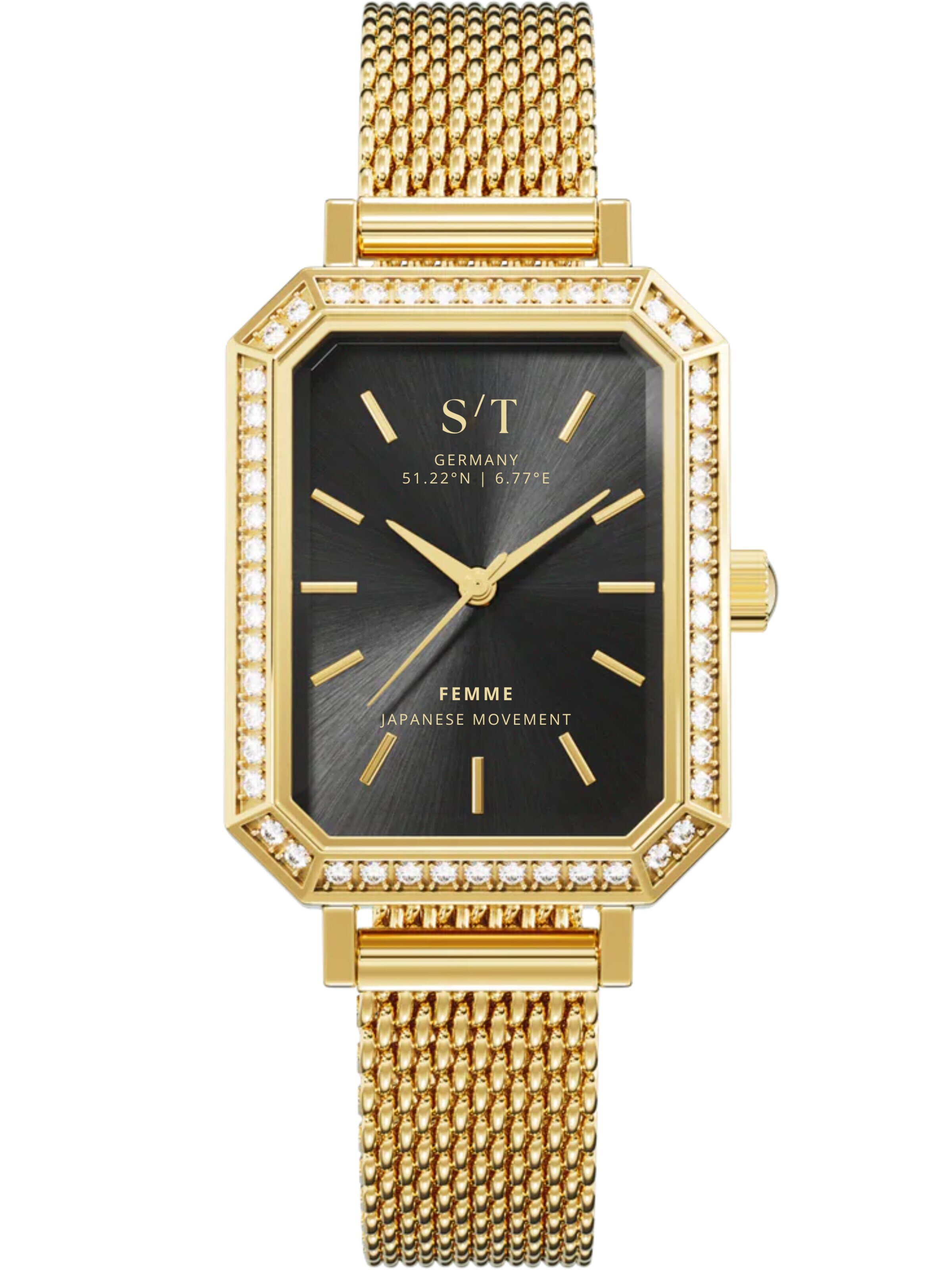 S&T Design Analog Watch 'S/T FEMME' in Gold: front