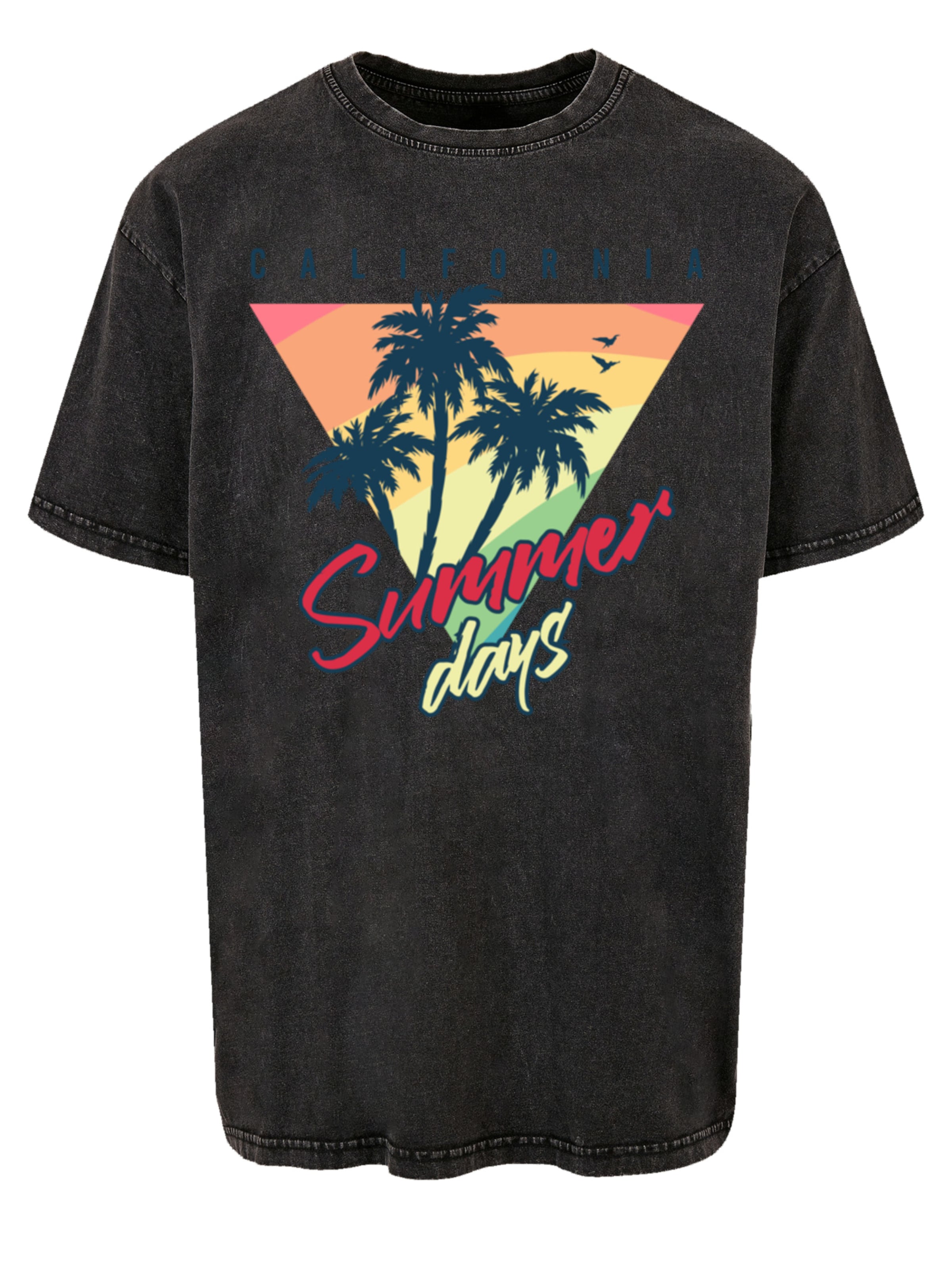 T-Shirt 'California Palmen Retro' F4NT4STIC en noir : devant