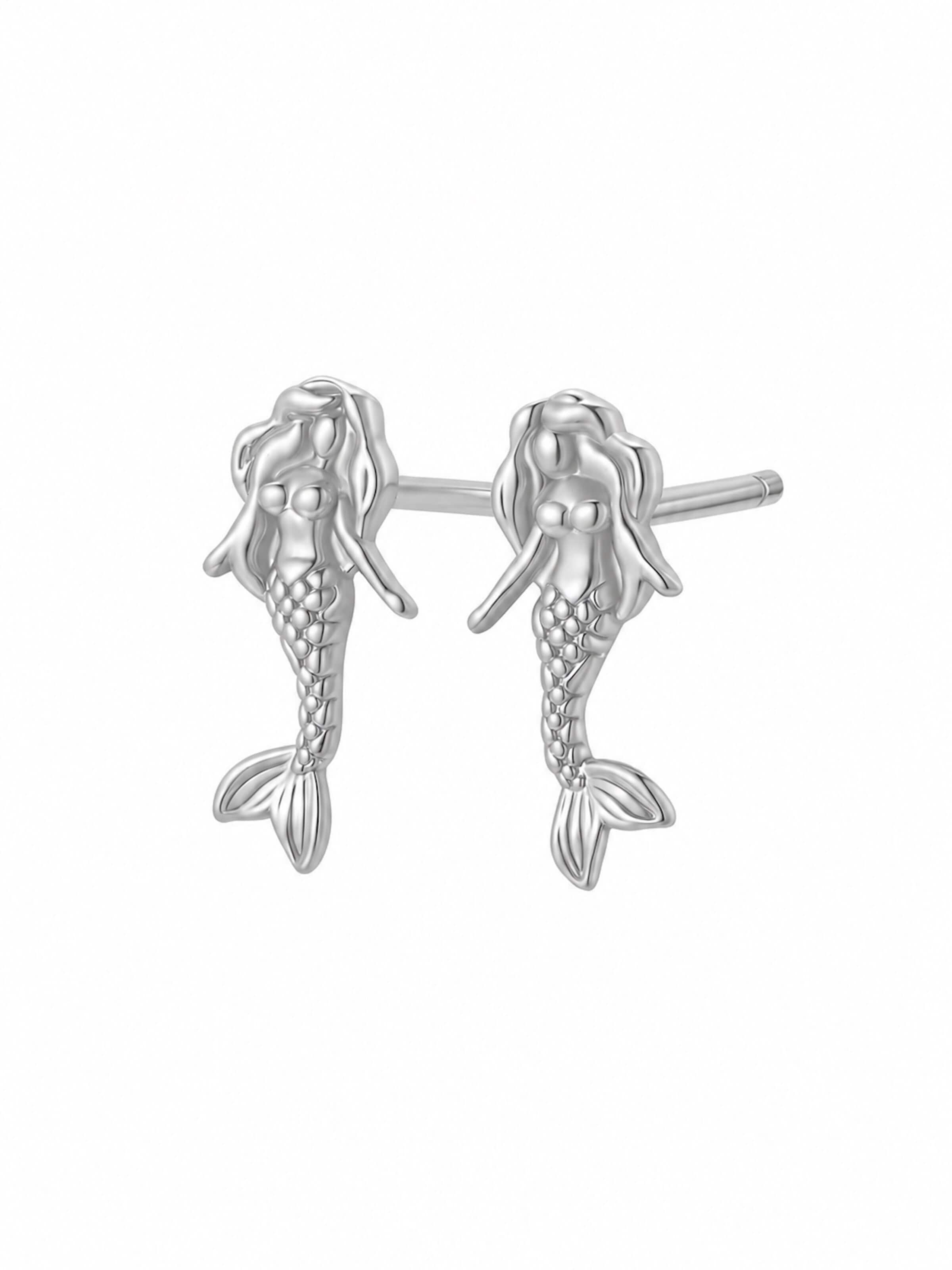 Hey Happiness Oorbellen 'Mermaid' in Zilver: voorkant