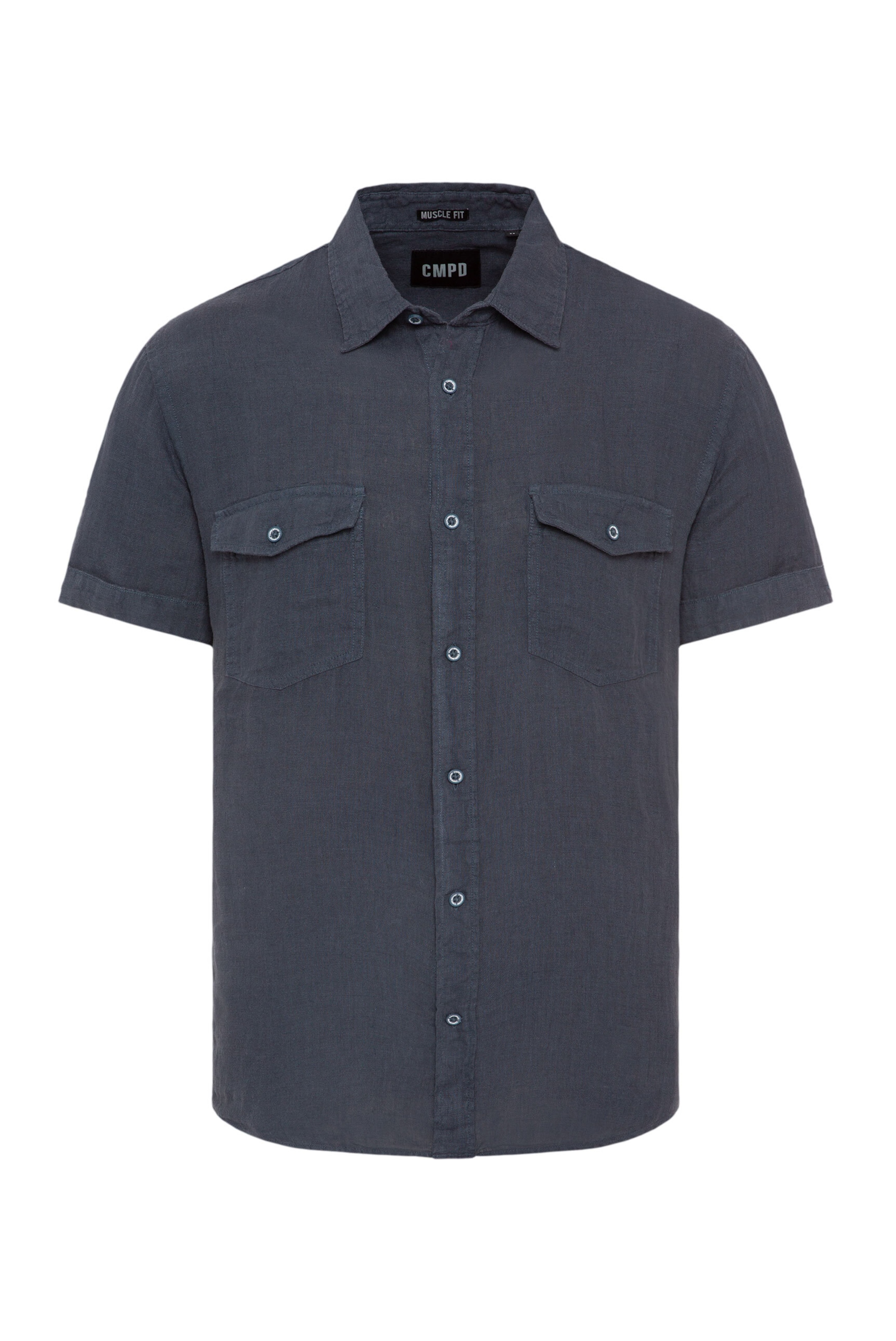 CMPD Slim fit Button Up Shirt in Blue: front