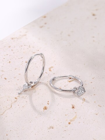 Hey Happiness Oorbellen 'Heart and Key' in Zilver