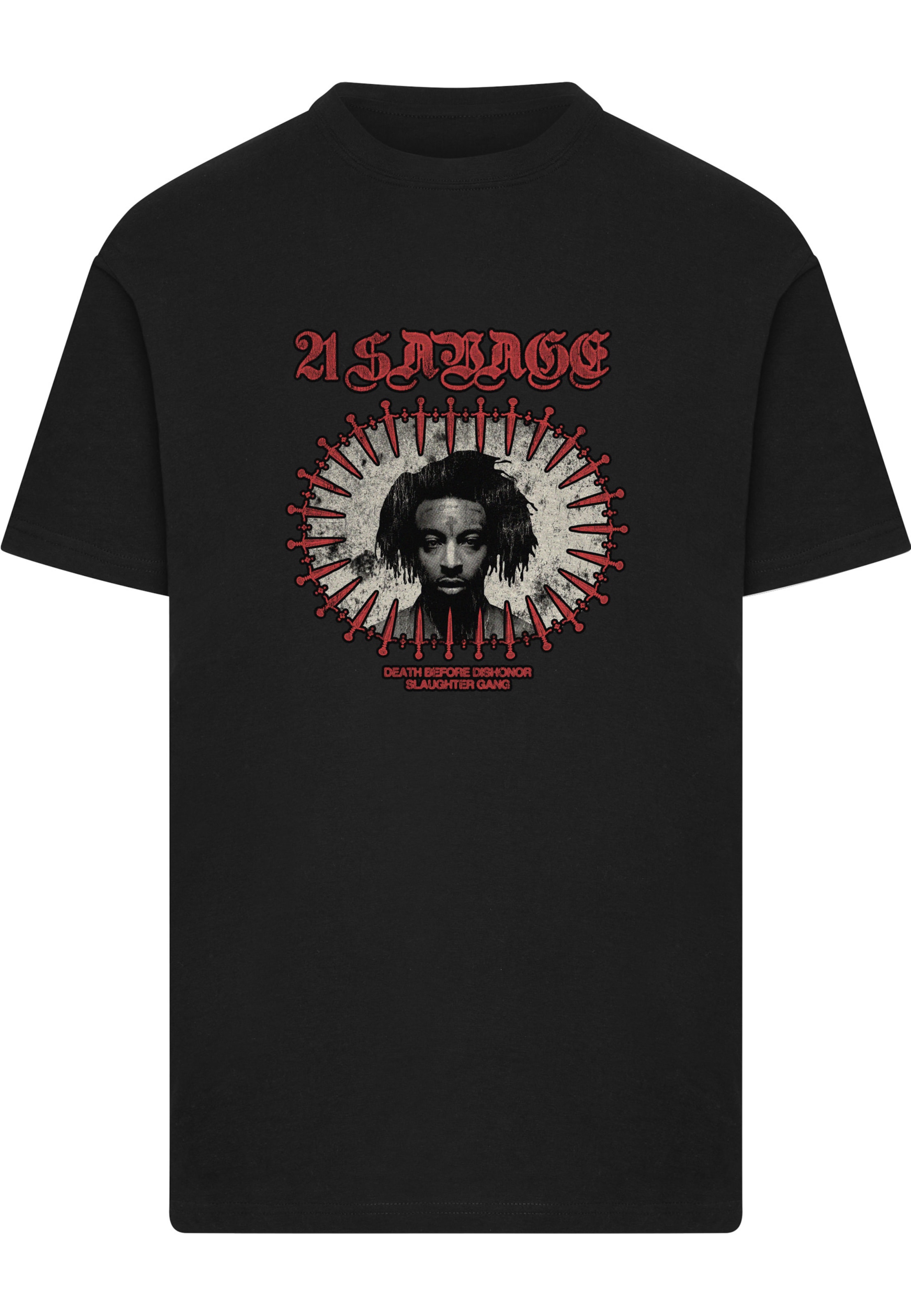 Merchcode Shirt '21 Savage Before Dishonor' in Zwart: voorkant