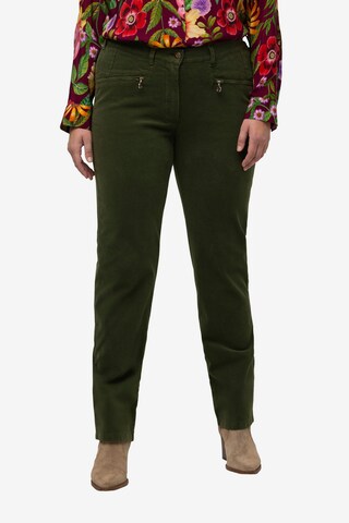 Ulla Popken Regular Pants in Green: front