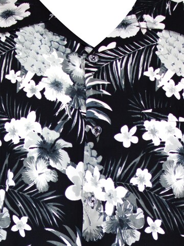 King Kameha Regular Fit Hemd 'Pineapple Flowers' in Grau