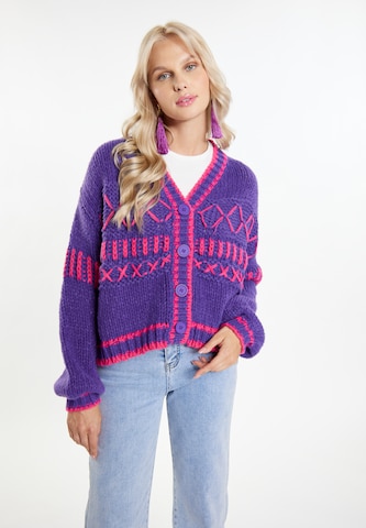 IZIA Knit cardigan 'Eyota' in Purple: front