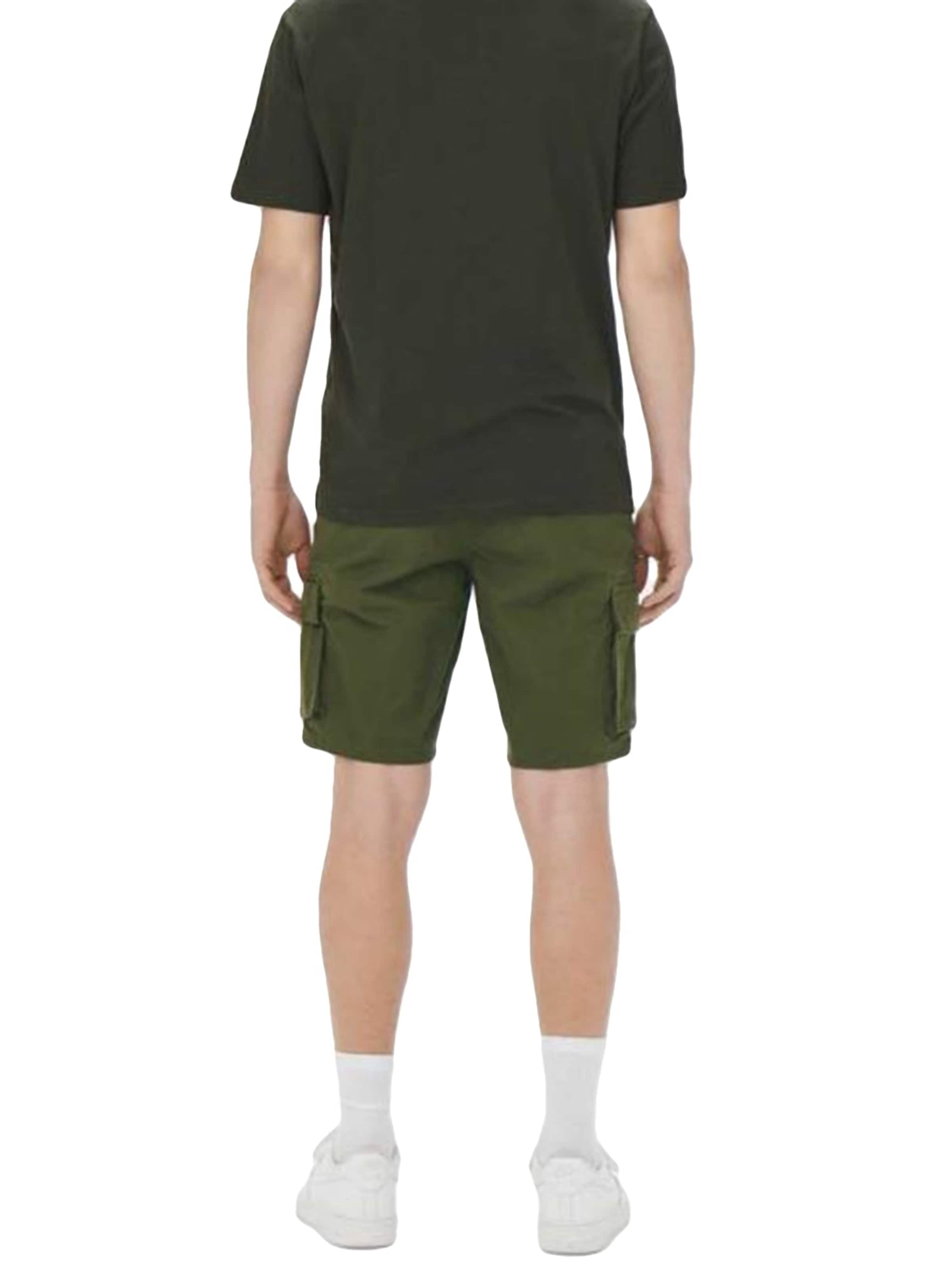Only & Sons Baggy Broek 'ONSCAM STAGE CARGO SHORTS PK 6689 NOOS OLIVE NIGHT' in Groen
