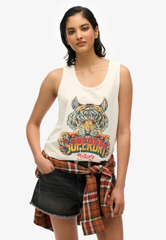 Superdry Top 'Biker' in Wit: voorkant