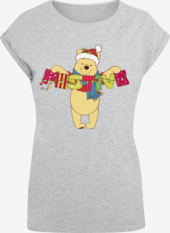 ABSOLUTE CULT Shirt 'Winnie The Pooh - Festive' in Grey: front