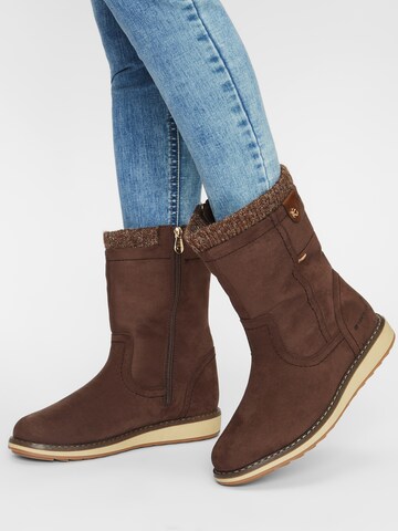 TOM TAILOR Ankle Boots in Brown: front