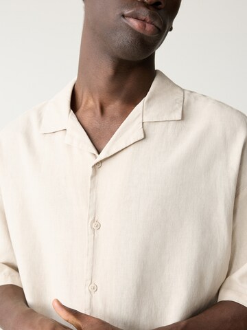Pull&Bear Comfort fit Button Up Shirt in Beige