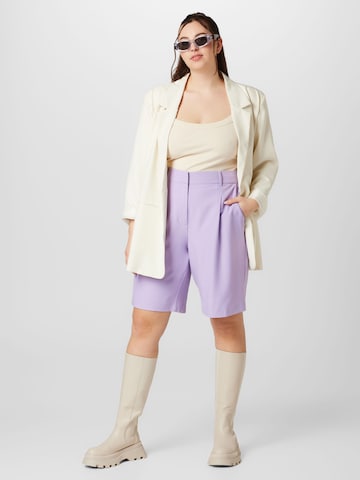 ONLY Carmakoma Loose fit Pleat-Front Pants 'Thea' in Purple