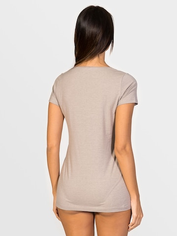 zd ZERO DEFECTS Undershirt 'Hera Short-sleeve top soy fiber' in Brown