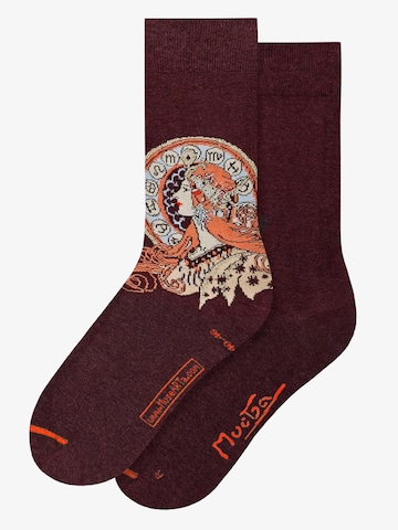 MuseARTa Socks 'Alphonse Mucha - Zodiac' in Red: front