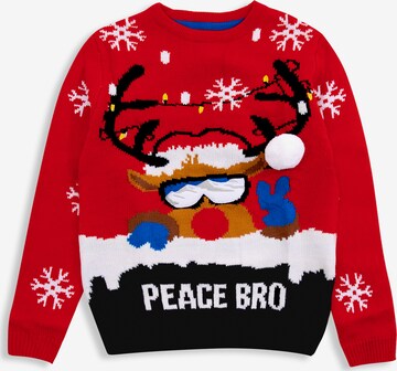 Threadboys Sweater 'Xmas Peace' in Red: front