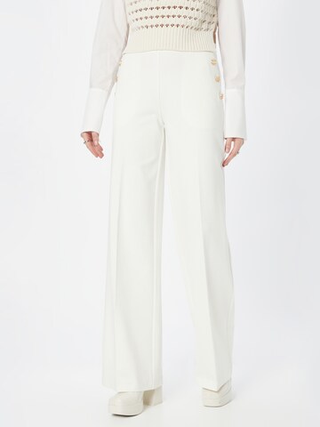 Twinset Wide leg Pleated Pants in White: front