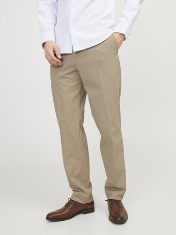 JACK & JONES Slimfit Bandplooibroek in Beige: voorkant