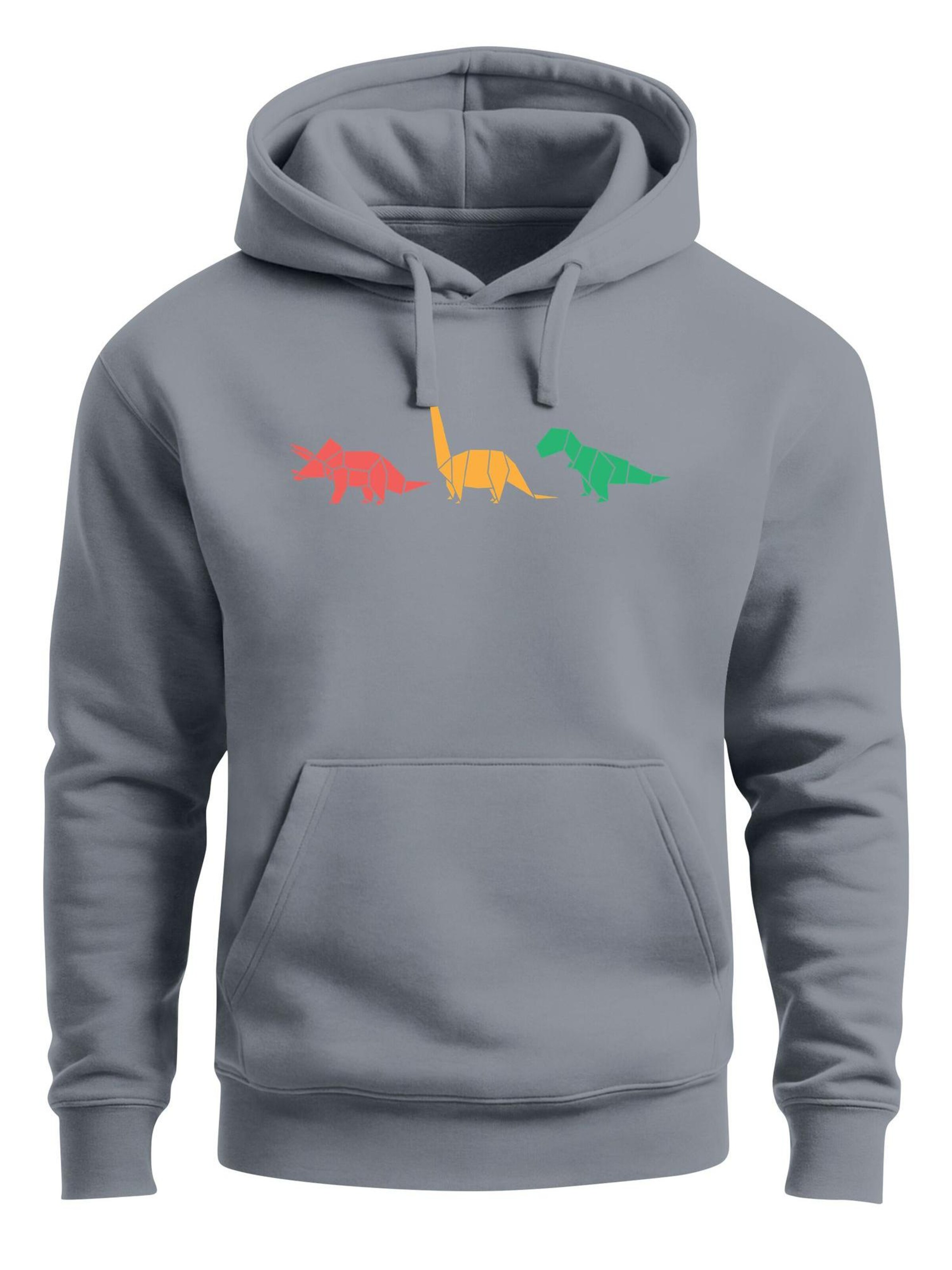 Neverless Sweatshirt 'Geometric Dino' in Grey: front
