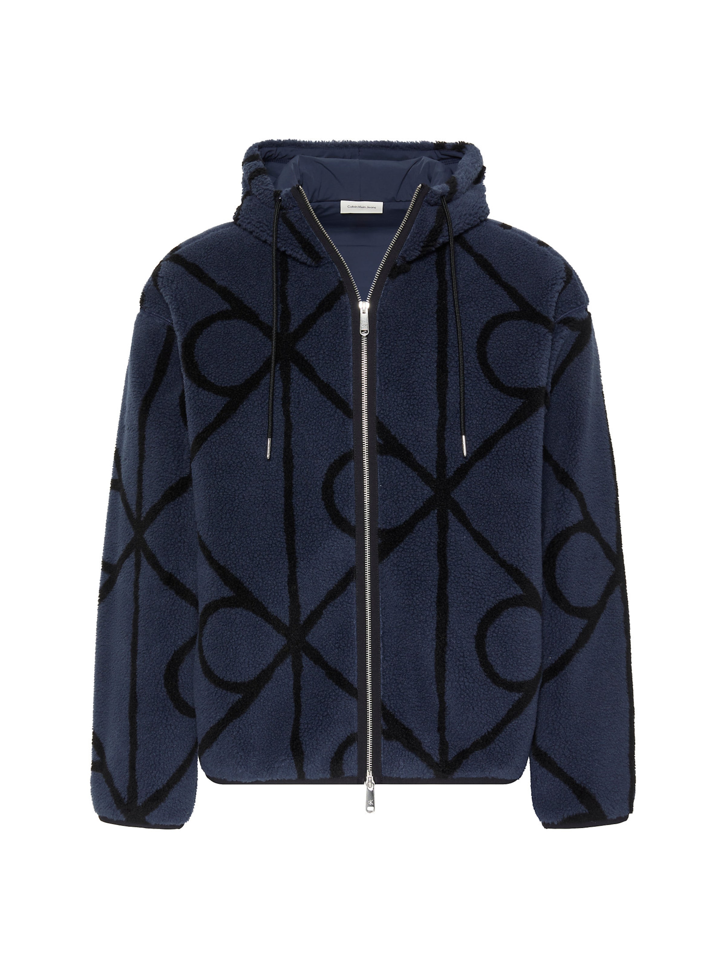 Calvin Klein Jeans Fleece jas in Blauw: voorkant