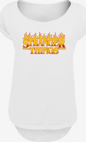 F4NT4STIC Shirt 'Stranger Things Fire Logo Women Netflix TV Series' in White: front