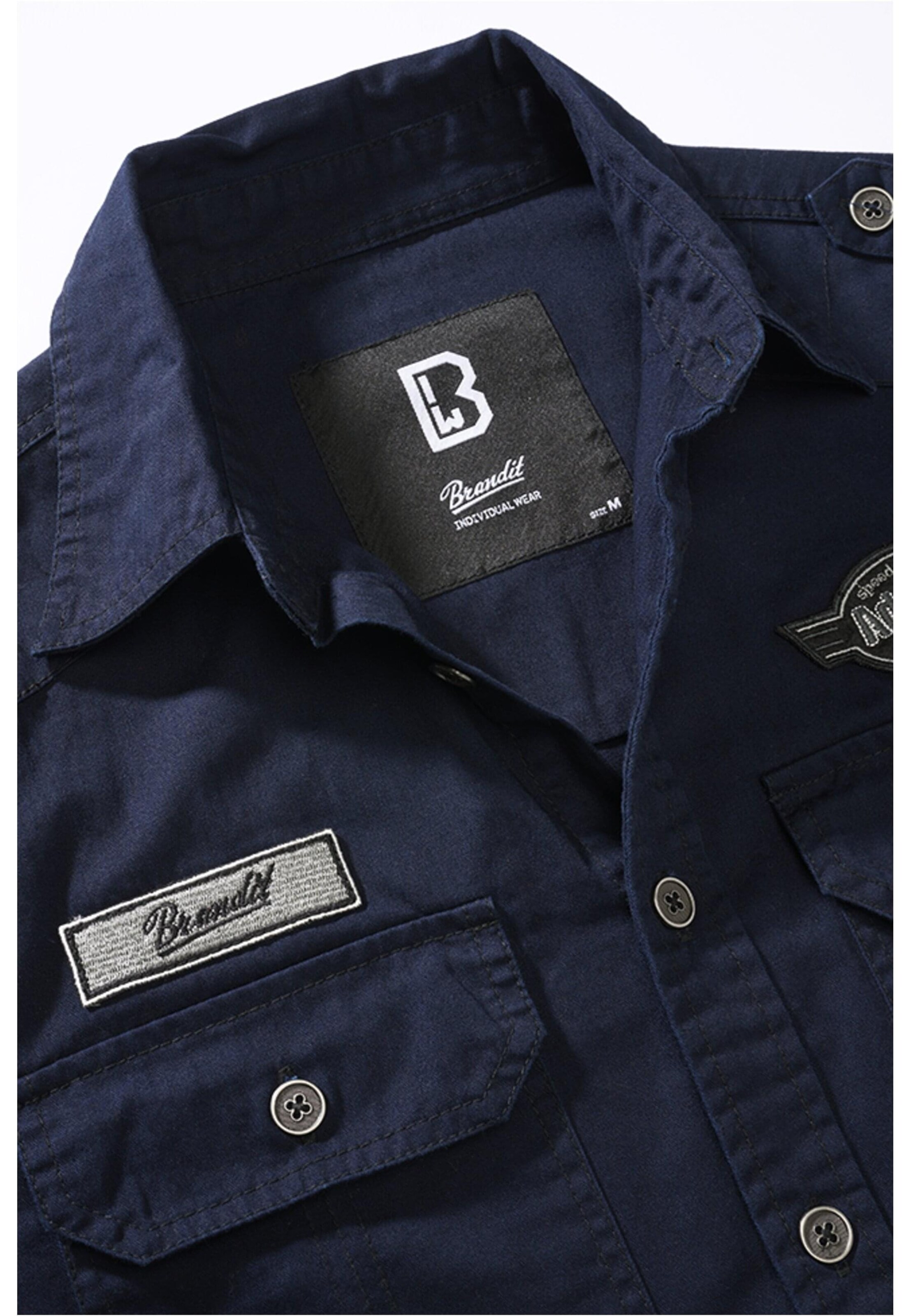 Brandit Regular fit Button Up Shirt 'Luis' in Blue