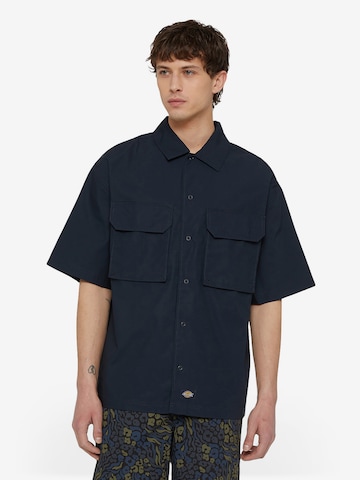 DICKIES Comfort fit Overhemd 'FISHERSVILLE' in Blauw: voorkant