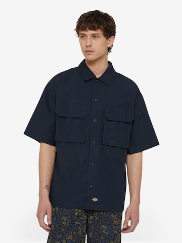DICKIES Comfort fit Button Up Shirt 'FISHERSVILLE' in Blue: front