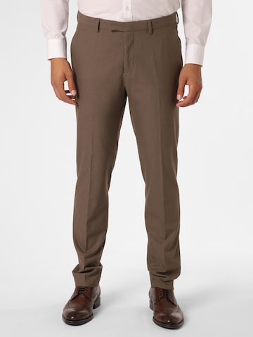Coupe slim Pantalon à plis 'California' Finshley & Harding en gris : devant