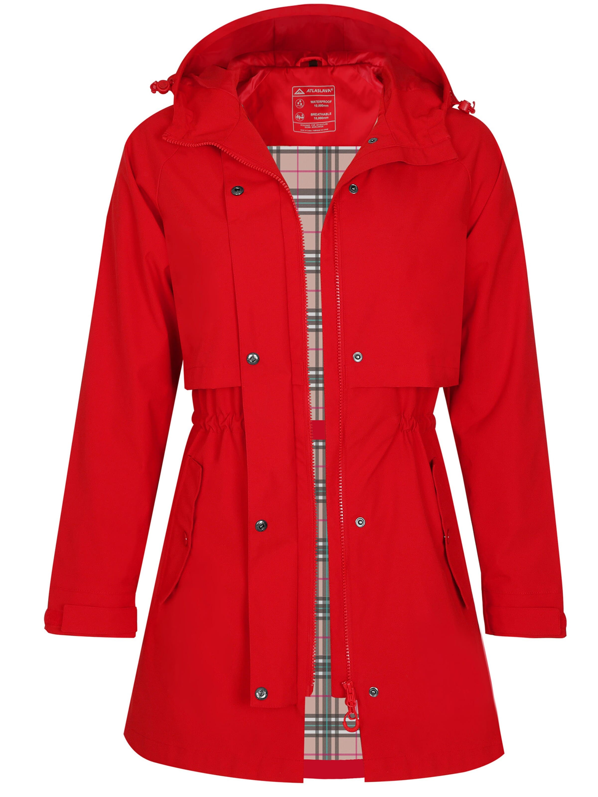 ATLASLAVA Outdoor Coat 'Waterproof Outdoor Jacket' in Red: front