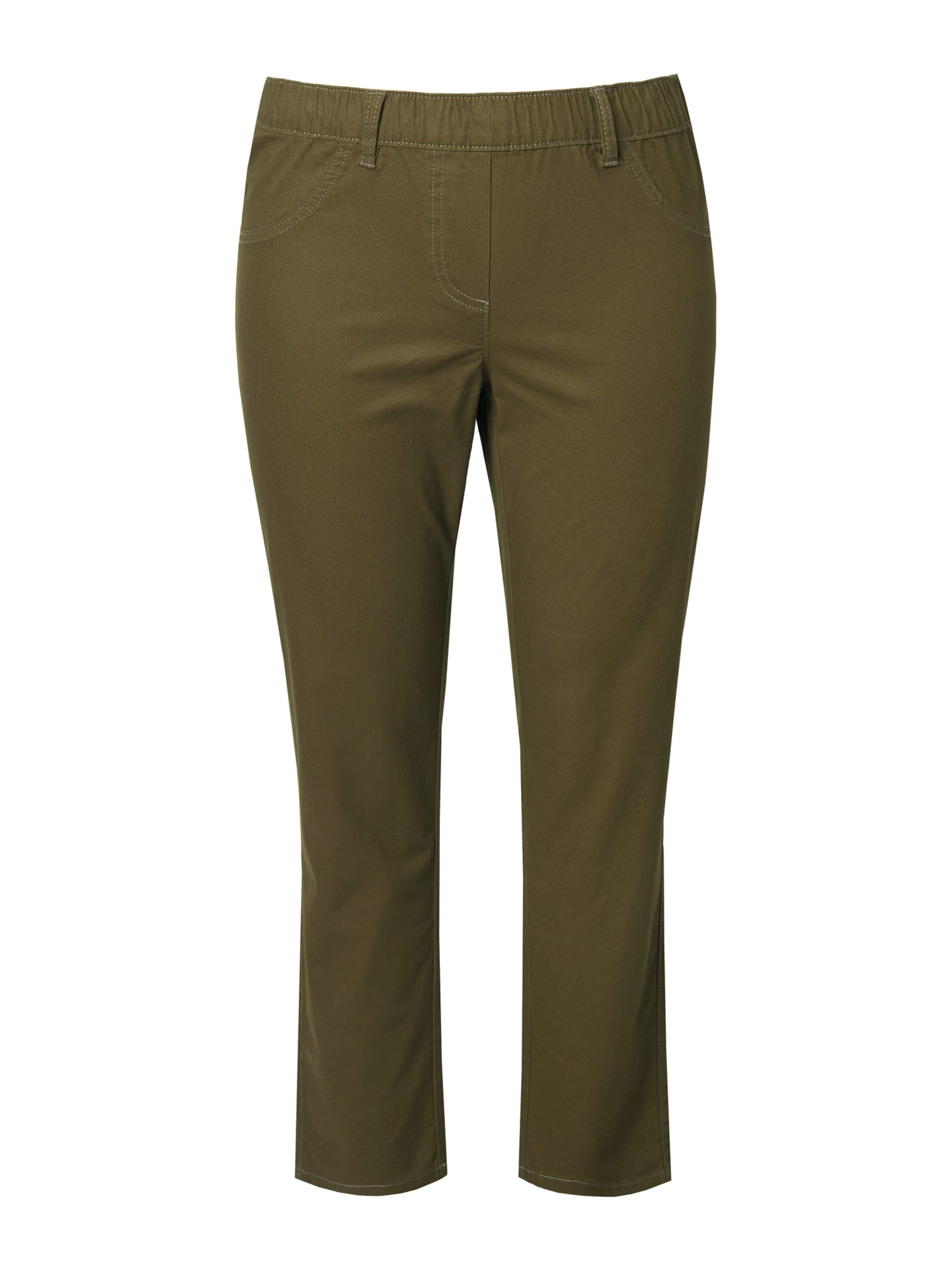 Ulla Popken Slimfit Jeggings in Groen: voorkant