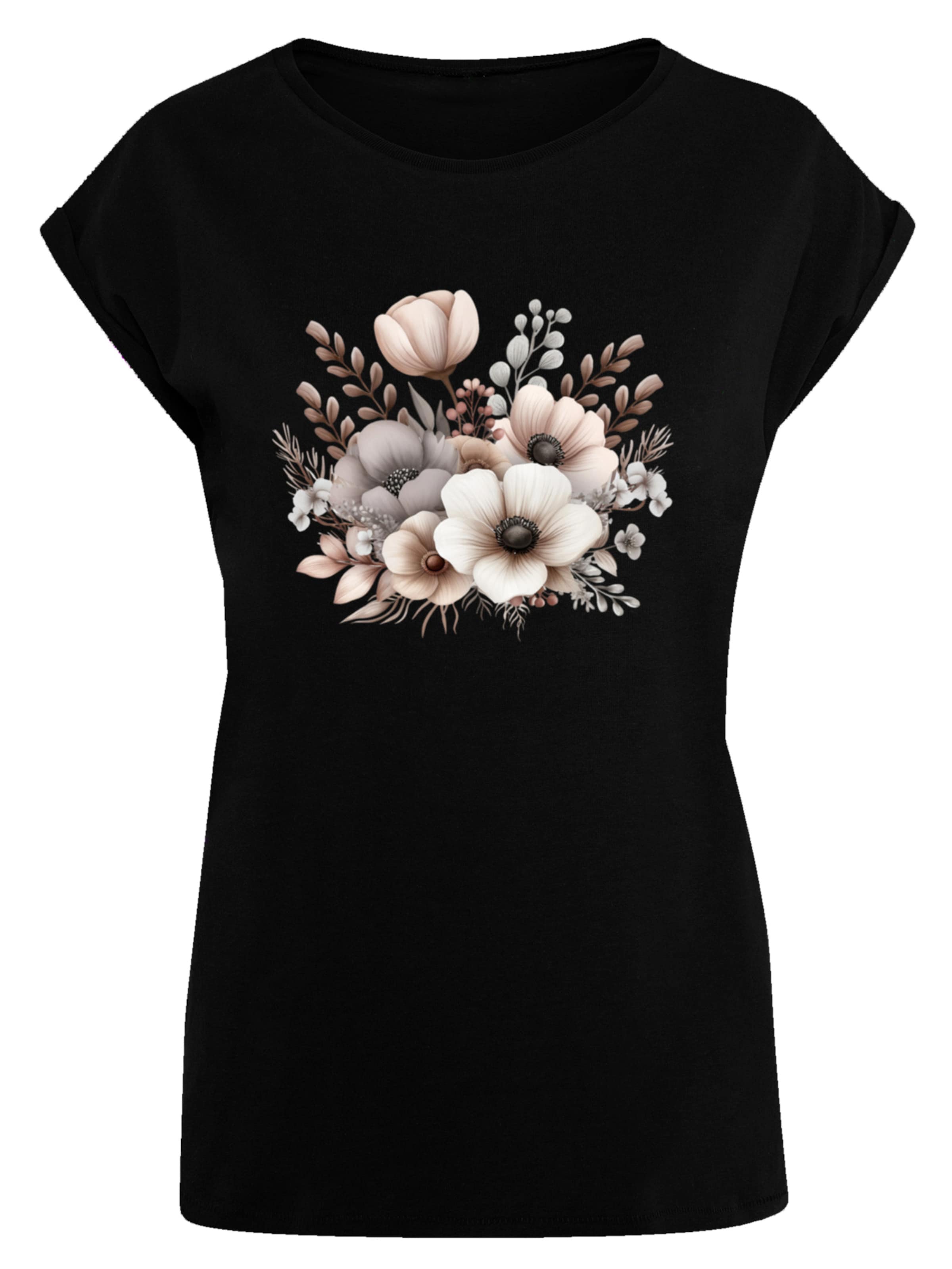 T-shirt 'Blumenstrauß Boho' F4NT4STIC en noir : devant