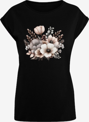 T-shirt 'Blumenstrauß Boho' F4NT4STIC en noir : devant