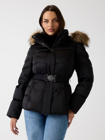 GUESS Winter Jacket in Black: front