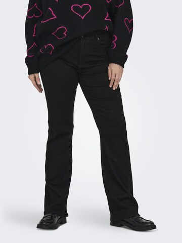 ONLY Carmakoma Flared Jeans 'CARWilly' in Zwart: voorkant