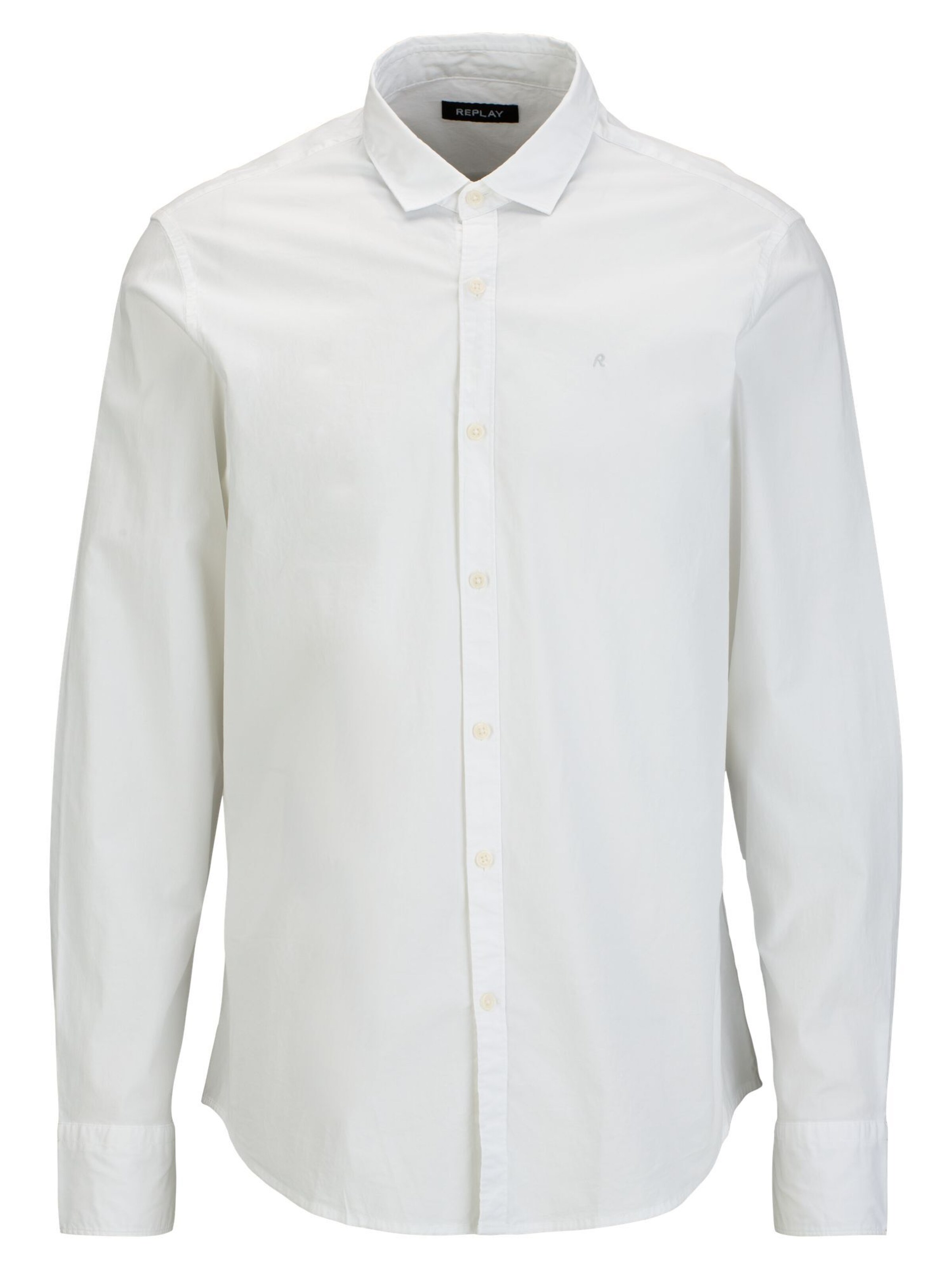REPLAY Regular fit Button Up Shirt in White: front