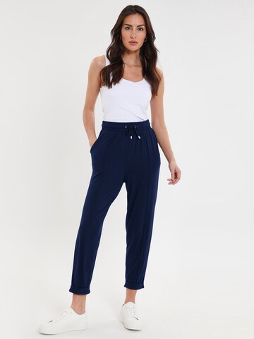 Threadbare Regular Trousers with creases 'Steph' in Blue