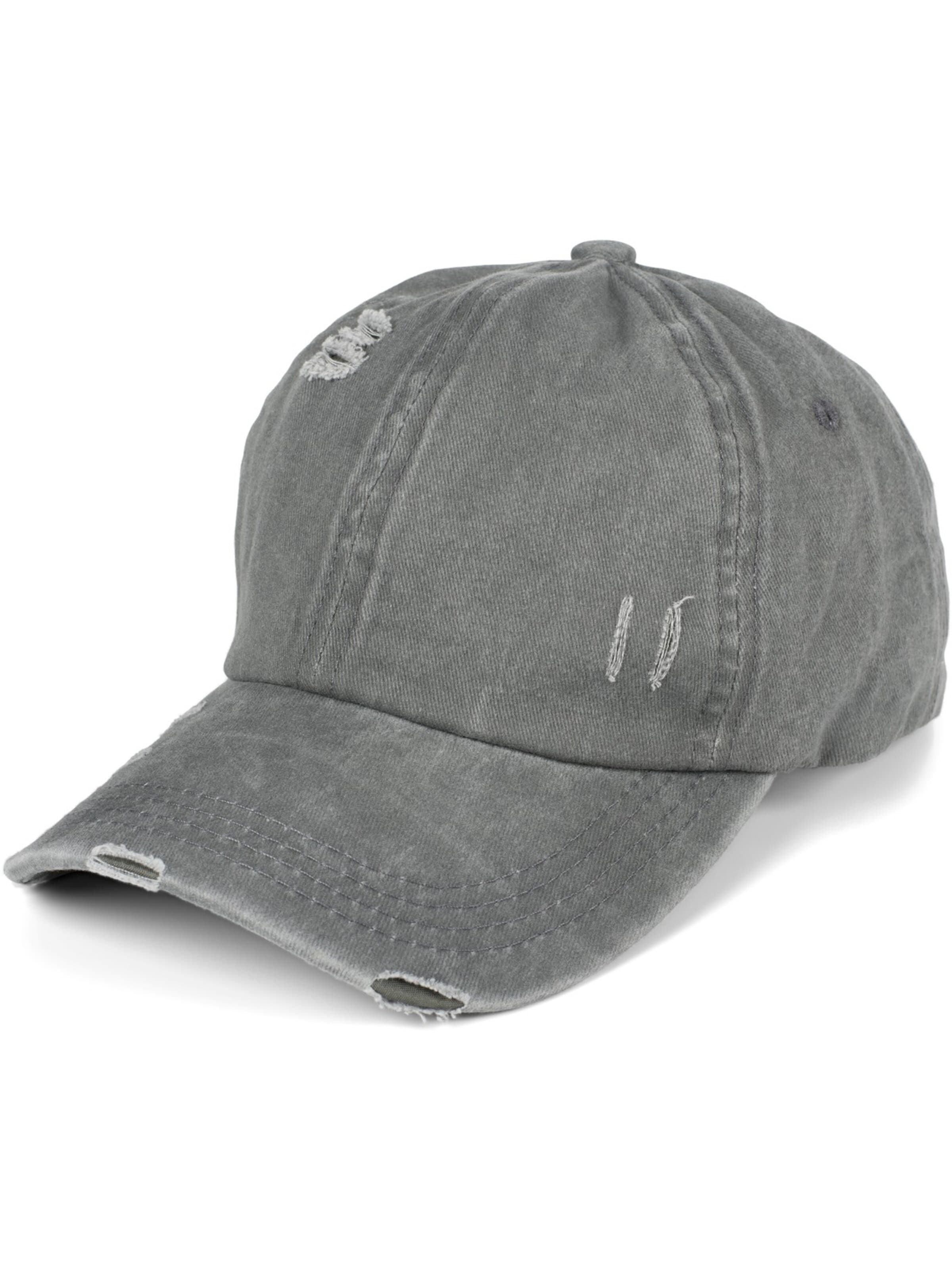 styleBREAKER Cap 'Ponytail Baseball Cap Used Look' in Grey: front