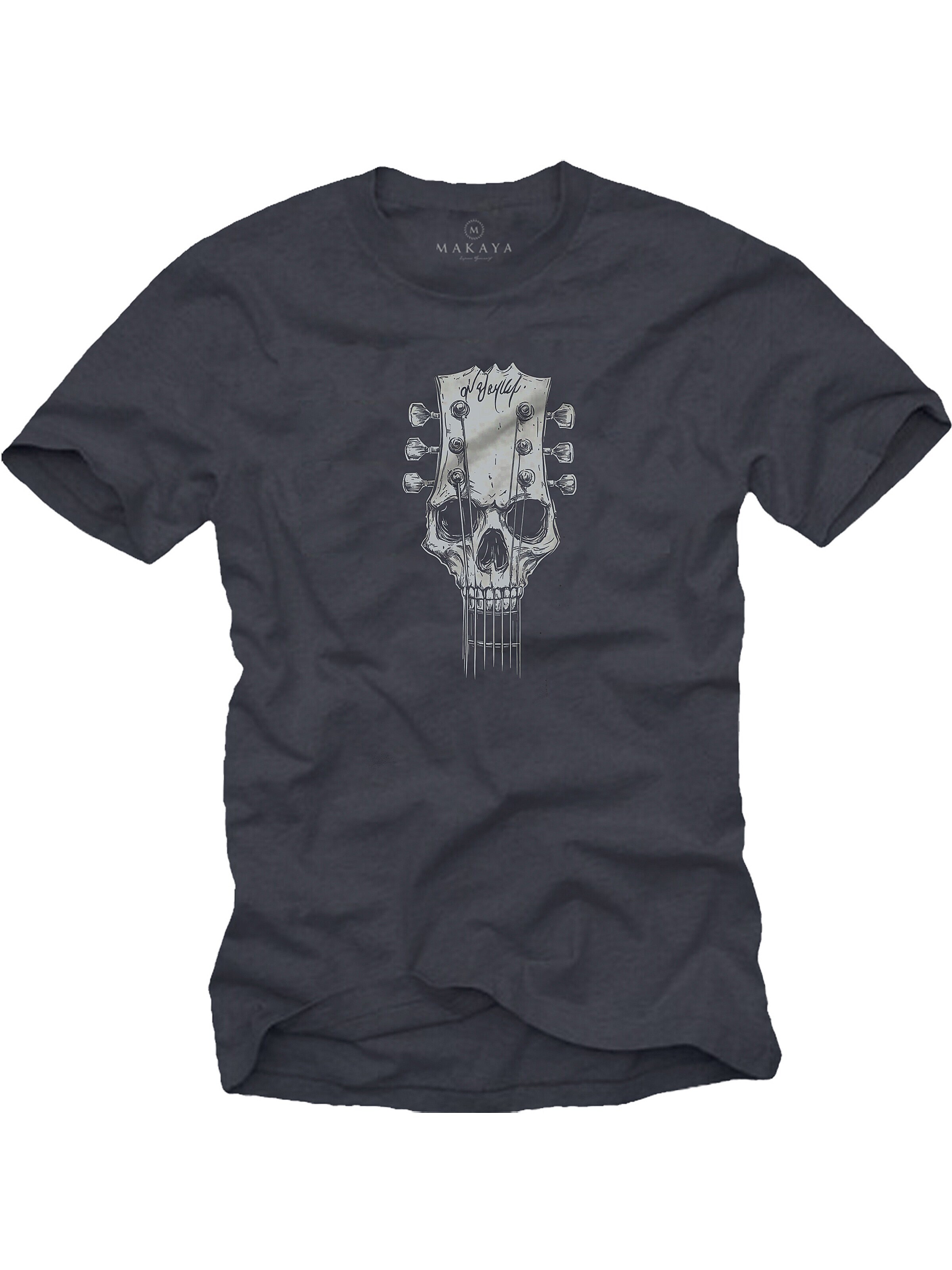 MAKAYA Shirt 'Gitarrenkopf' in Grey: front