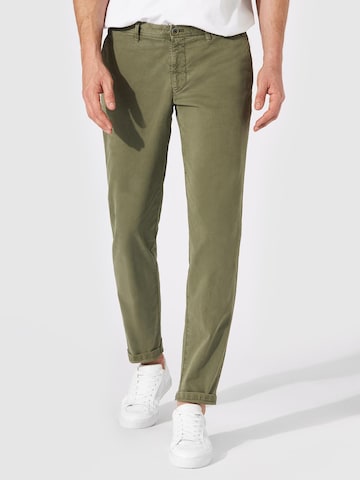 Hiltl Slim fit Chino Pants 'Tavi - Casual Gabardine' in Green: front