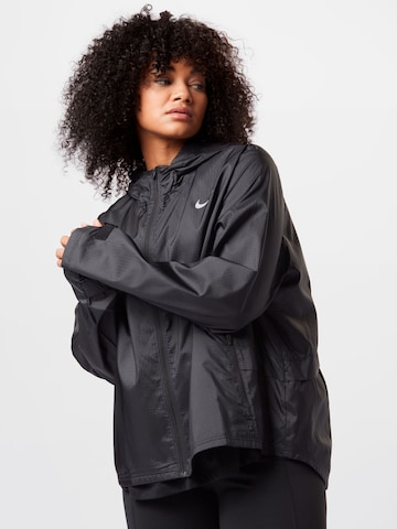 Nike Sportswear Athletic Jacket in Black: front