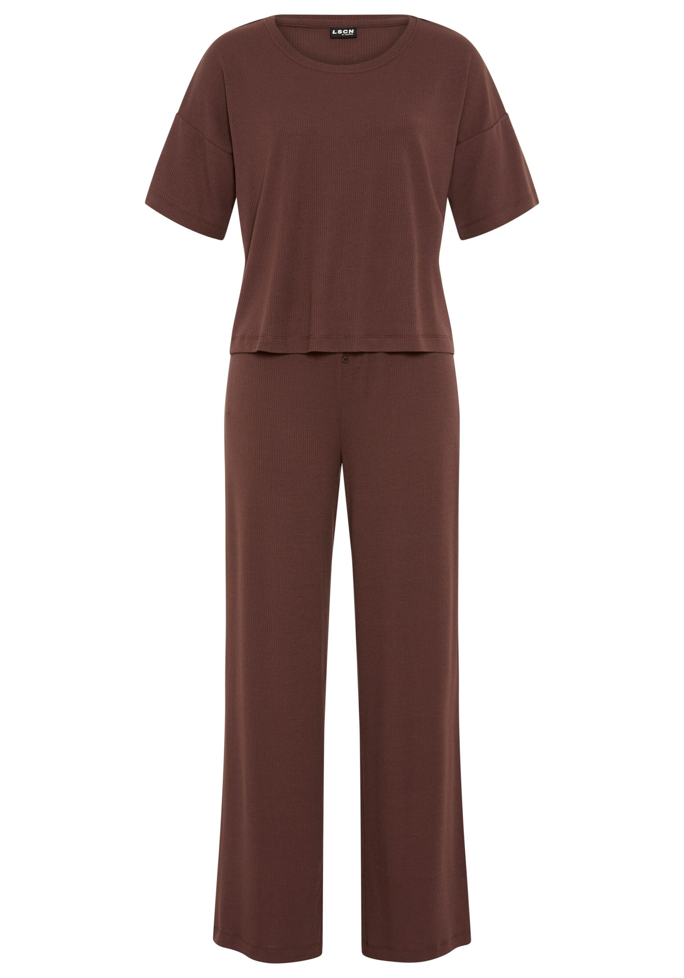 Pyjama LSCN by LASCANA en marron : devant