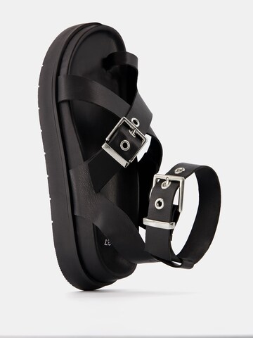 Bershka Strap sandal in Black