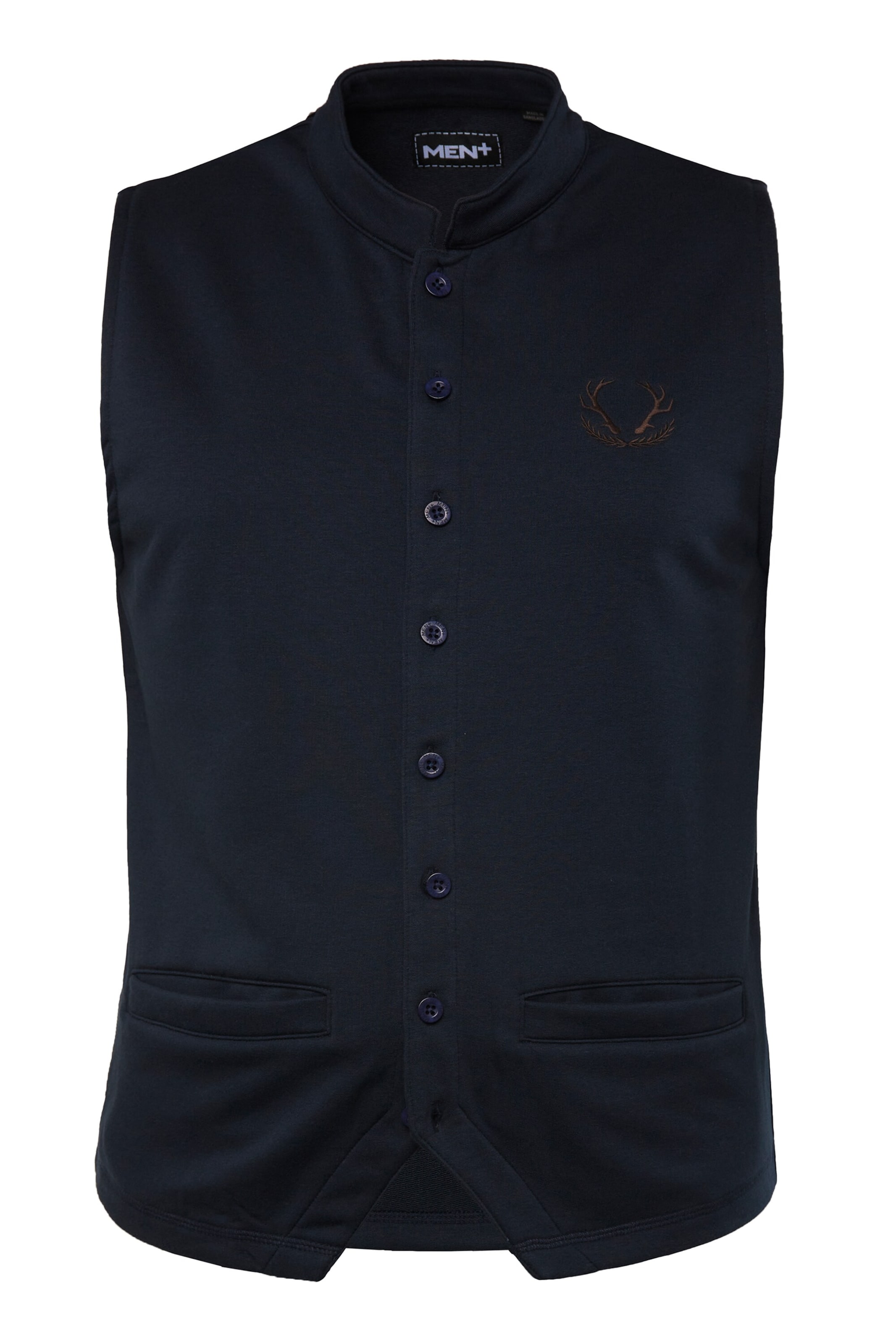 Men Plus Klederdracht gilet in Blauw: voorkant