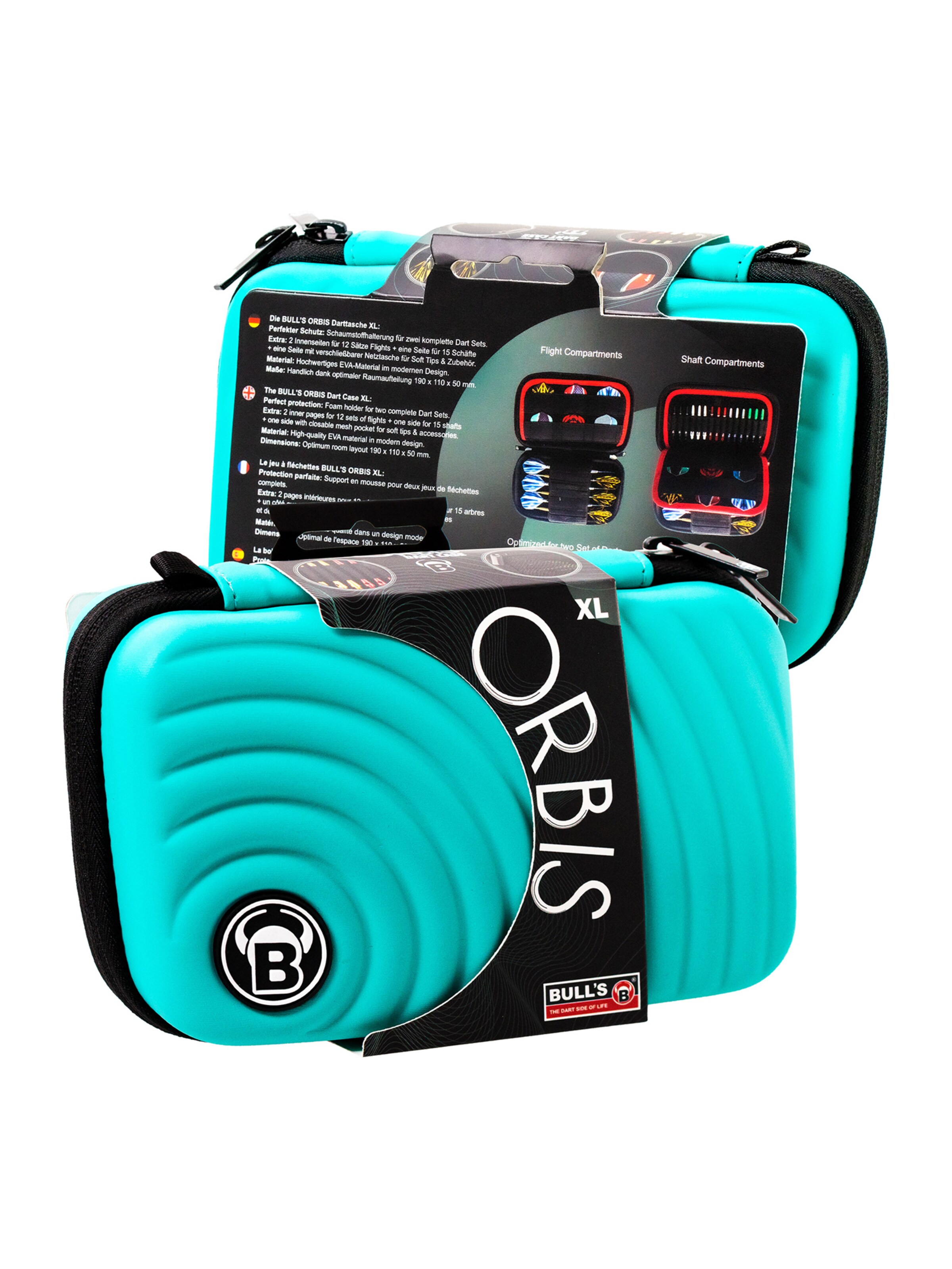 BULL'S Dartcase ' Orbis HS Carbon Darttasche Dartbox Pfeilaufbewahrung Darts-Etui ' in Grün: Vorderseite